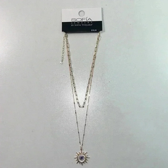 Sofia Jewelry by Sofia Vergara Women's Gold Tone Multi Stone Mutli Row Necklace‌ - Picture 2 of 8